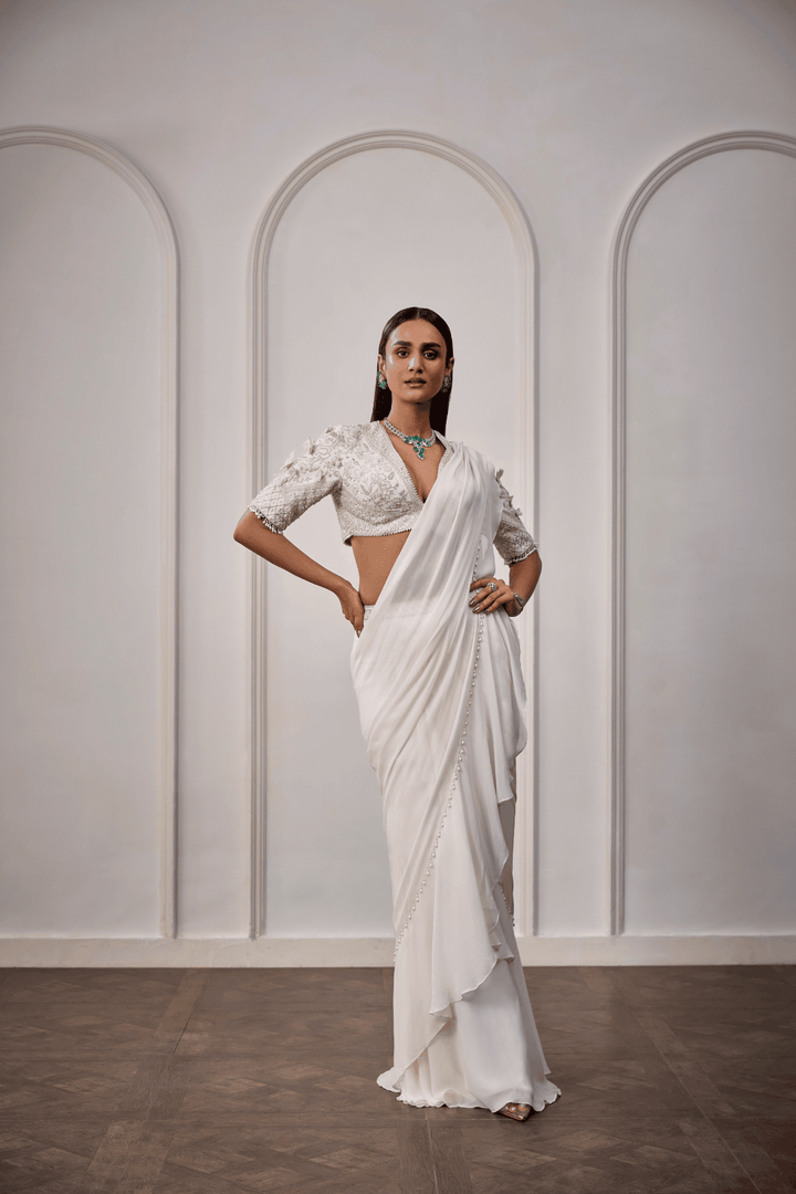 Ivory Radiance Draped Saree