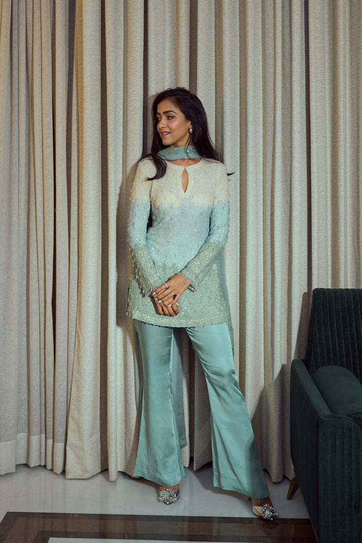 Pastel Embellished Co-ord Set with dupatta