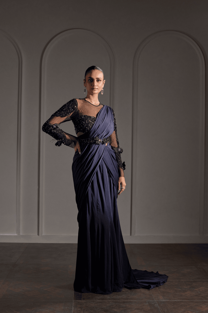 Midnight Magestic Draped Saree