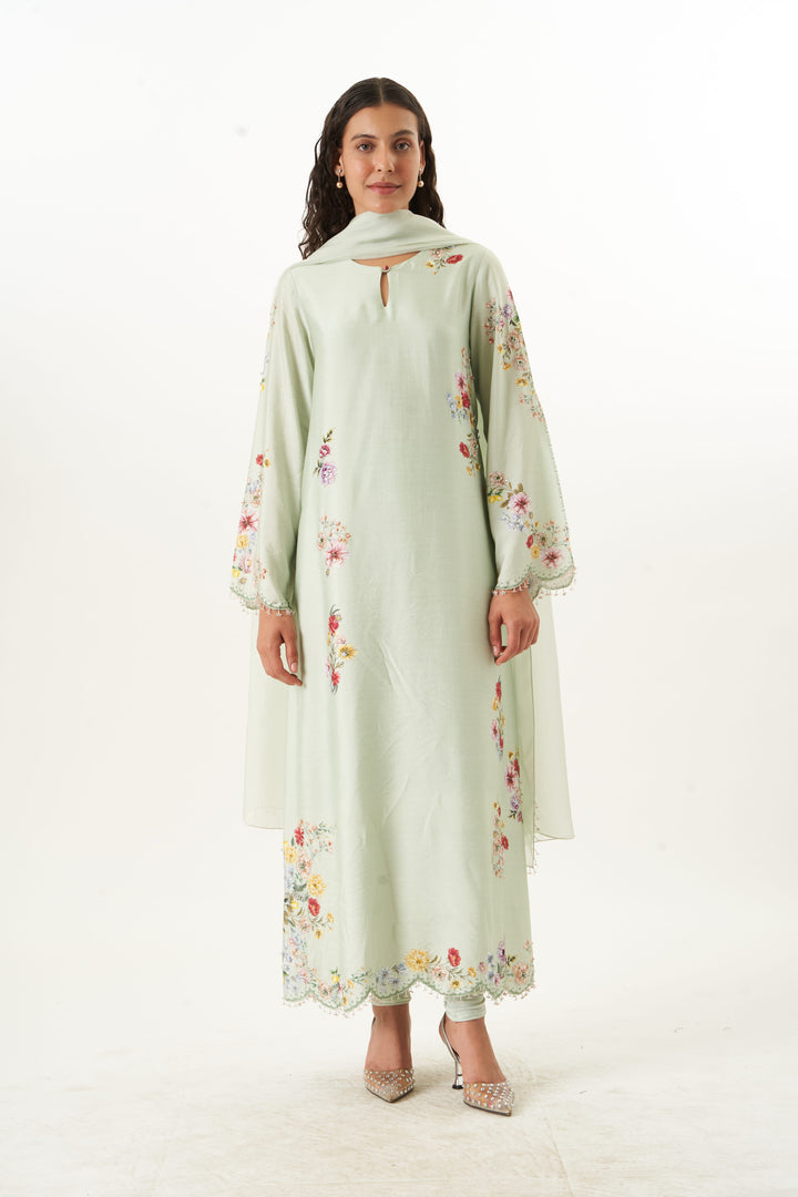 Sage Harmony A-Line Kurta Set