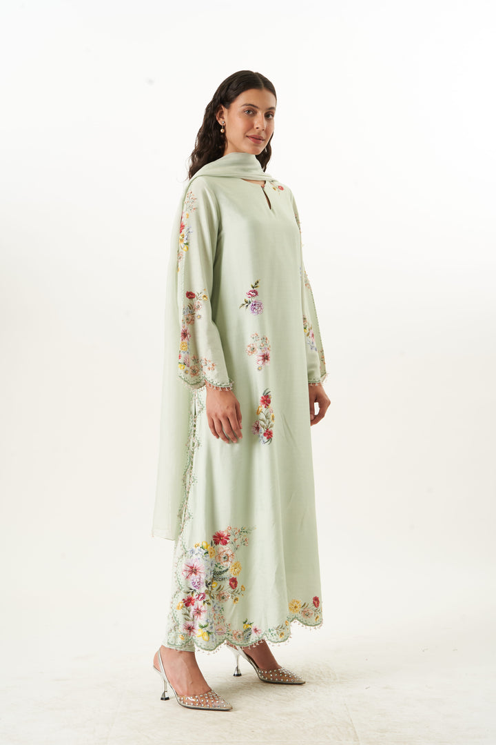 Sage Harmony A-Line Kurta Set