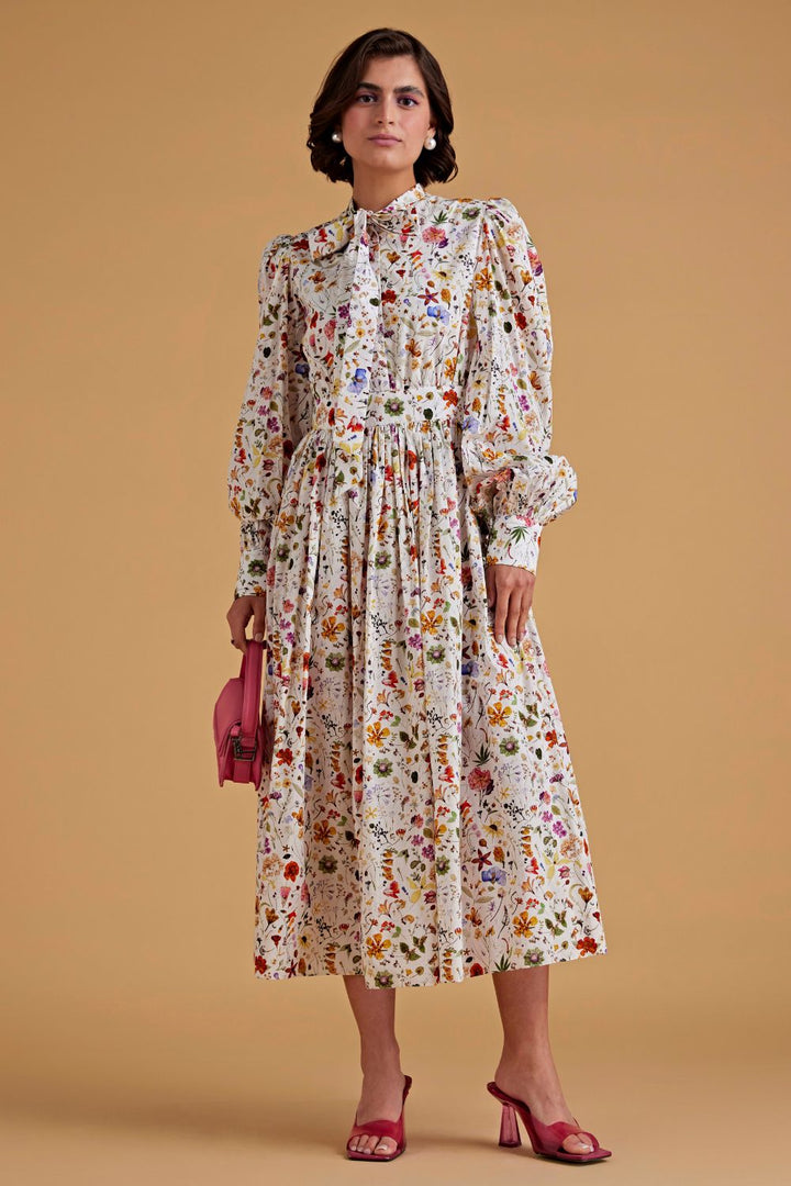 Ivory Autumn Print Dress