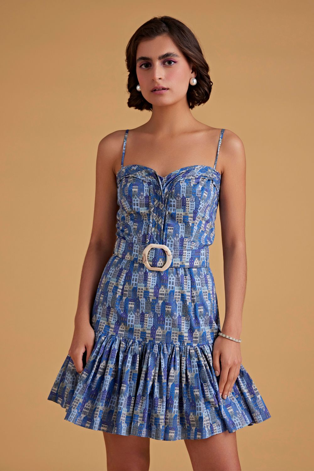 Blue Mini Spaghetti Dress