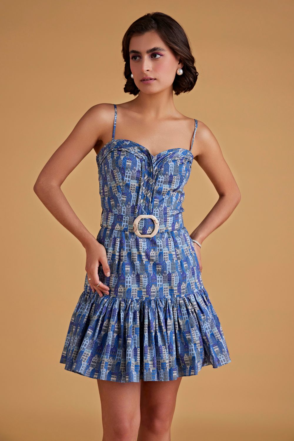 Blue Mini Spaghetti Dress