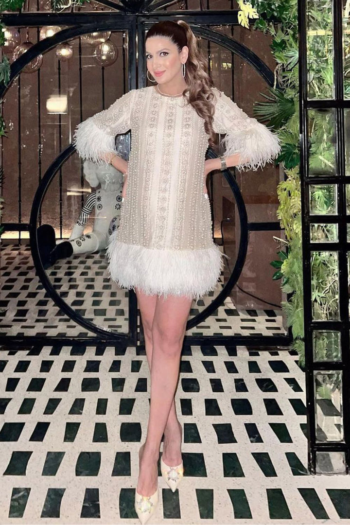 Neha Nagar In Our Ivory Feather Dress