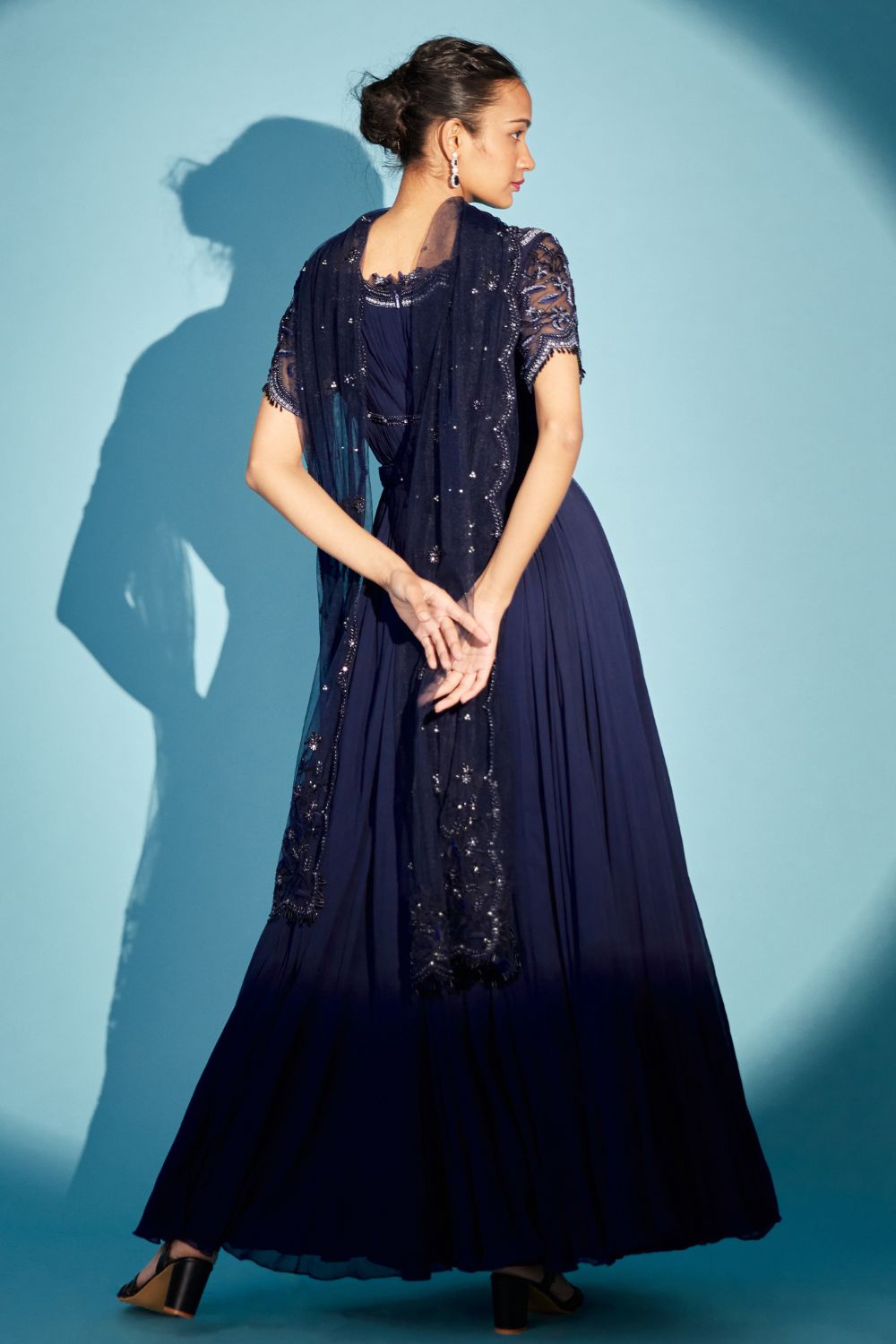 Navy Blue Anarkali Set