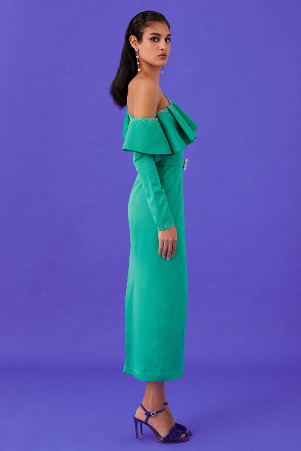 Turquoise One-Shoulder Dress