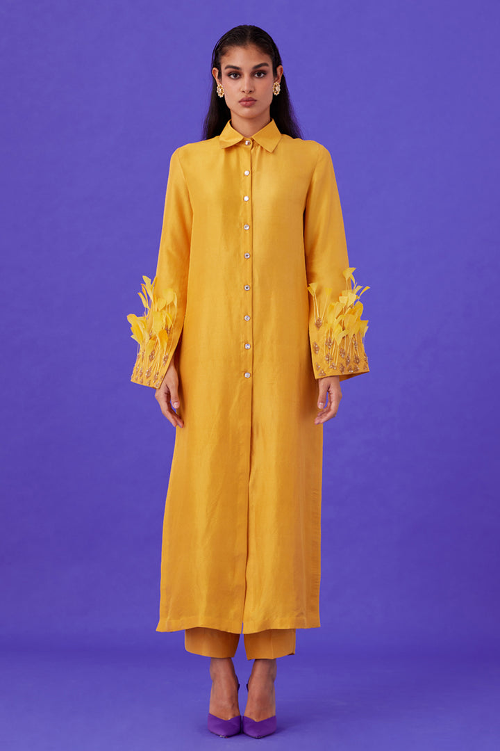 Yellow Long Shirt & Pant Set