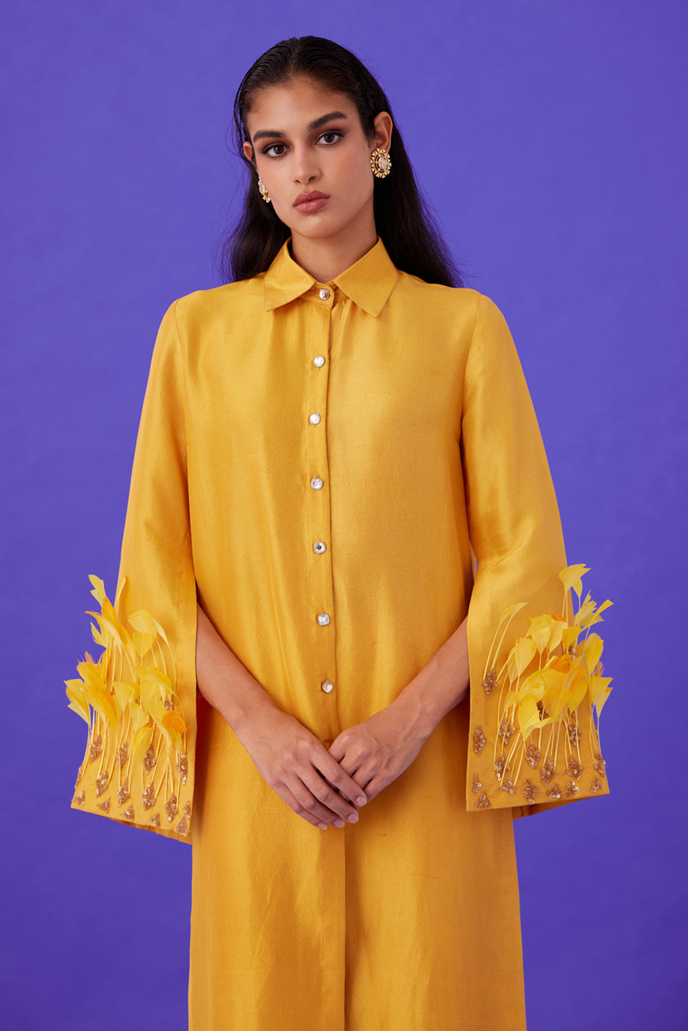 Yellow Long Shirt & Pant Set