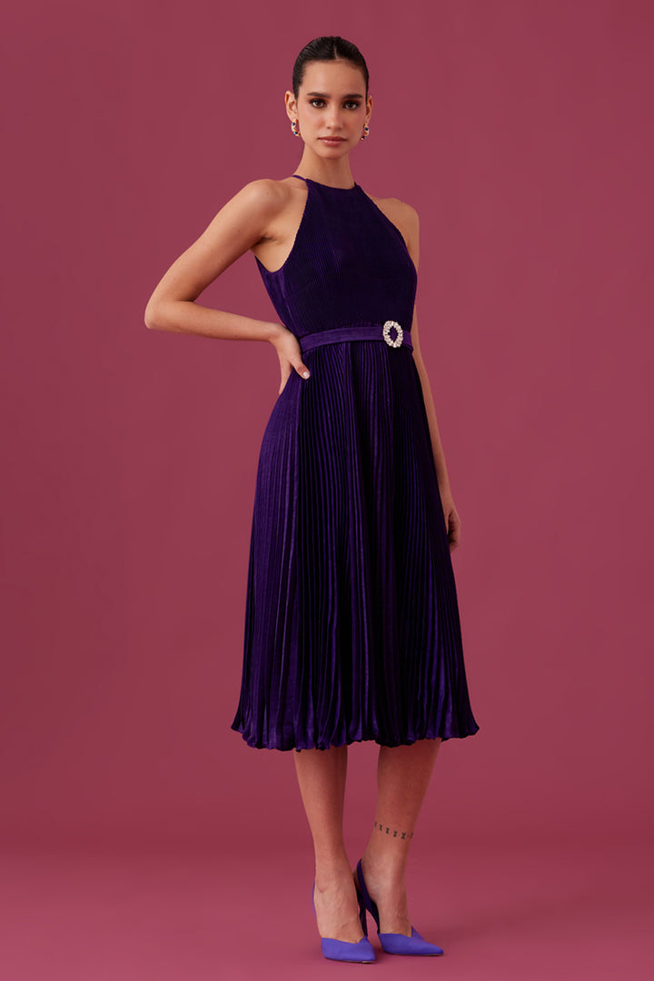 Phantom Violet Satin Dress