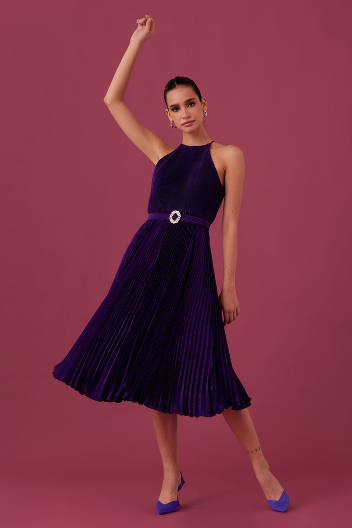 Phantom Violet Satin Dress