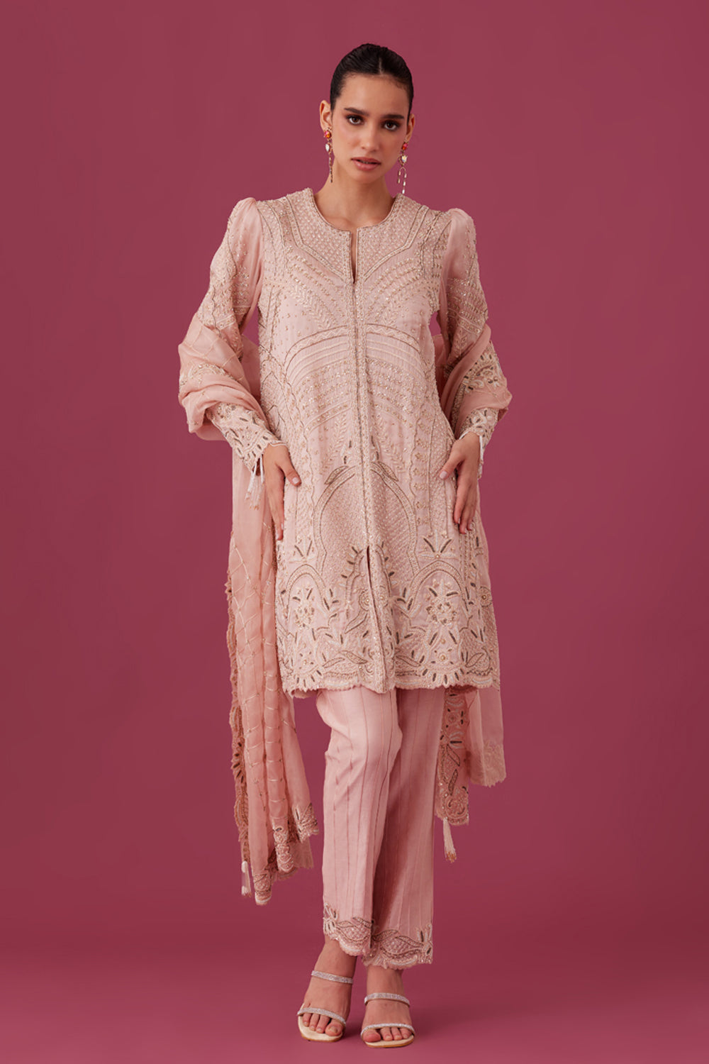 Light Pink Embroidered Kurta Set