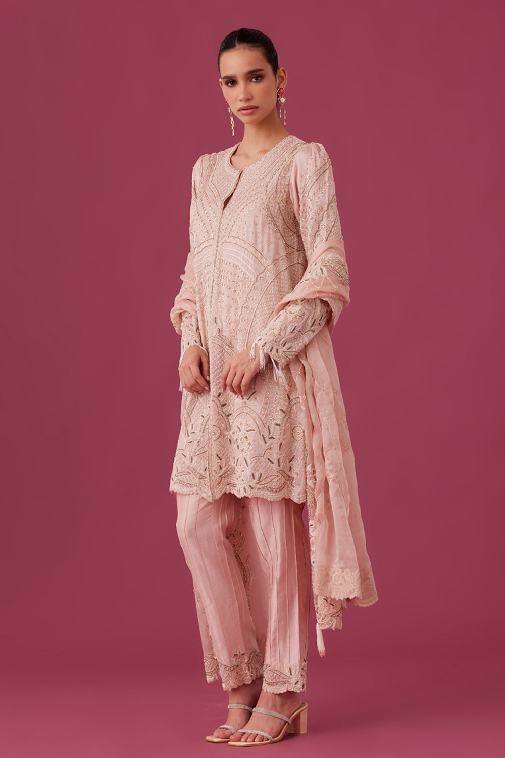 Light Pink Embroidered Kurta Set