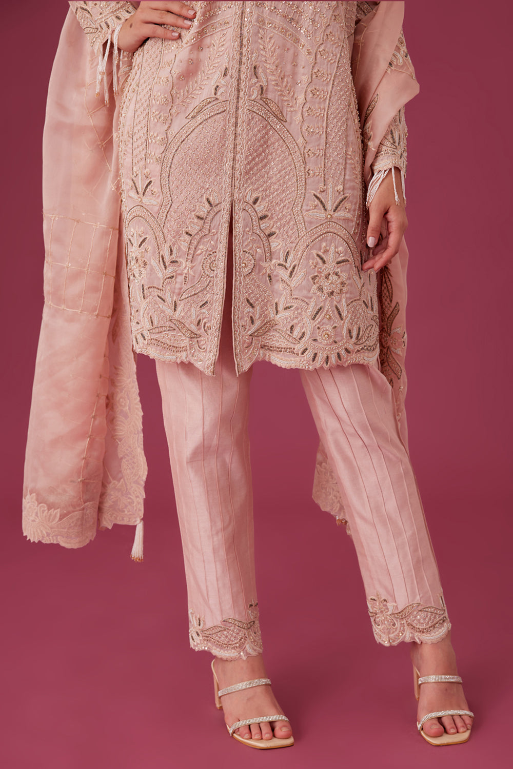 Light Pink Embroidered Kurta Set