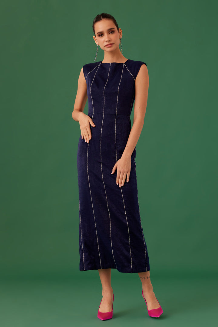 Navy Blue Straight Cut Dress