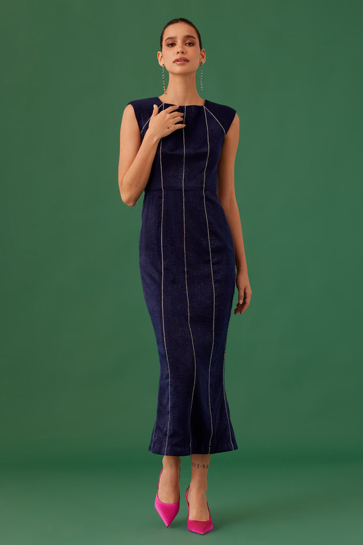 Navy Blue Straight Cut Dress