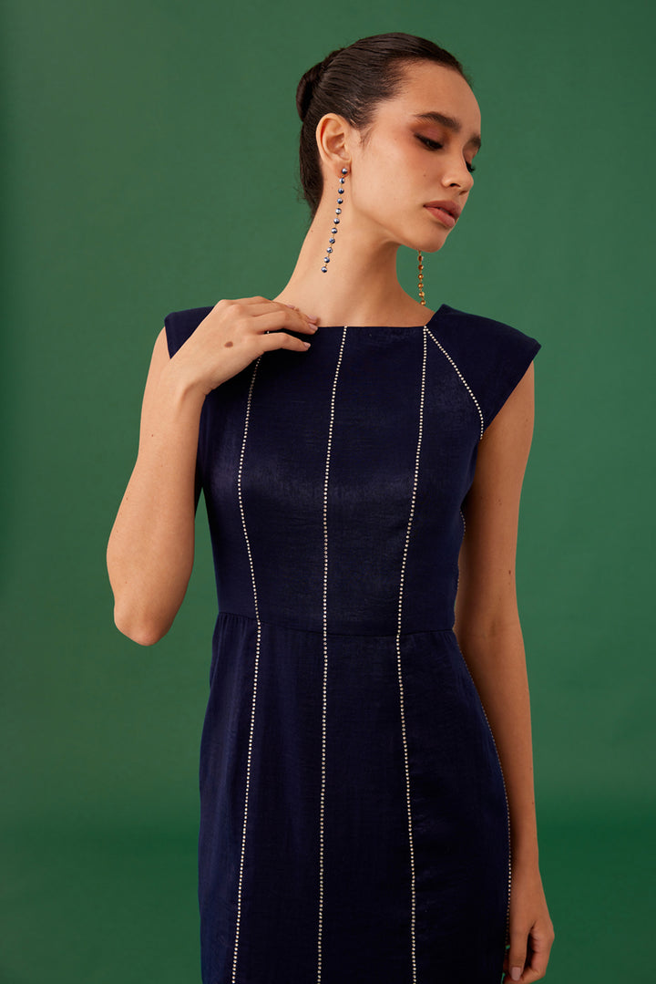 Navy Blue Straight Cut Dress