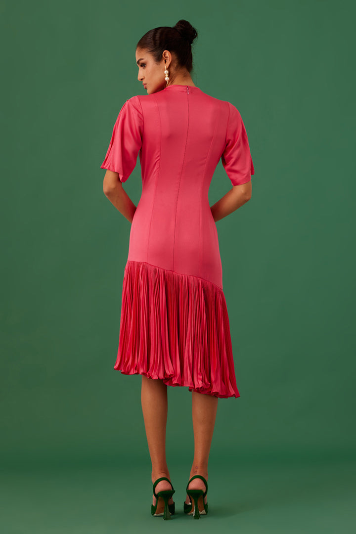 Hot Pink Crepe Satin Dress