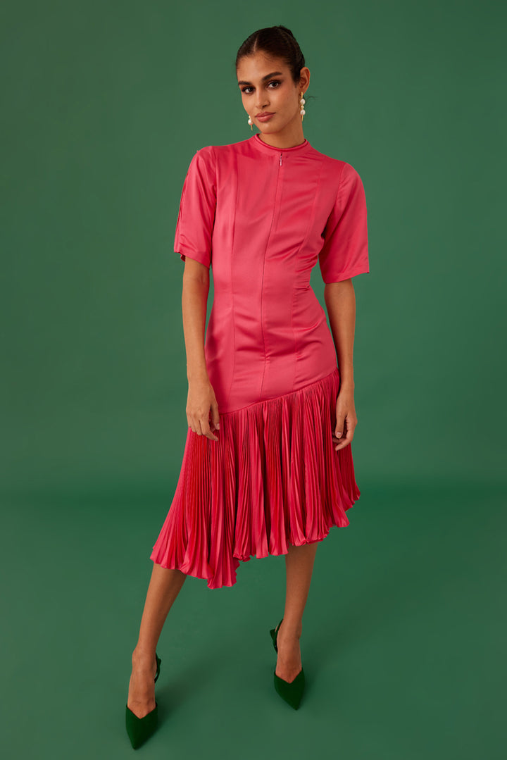 Hot Pink Crepe Satin Dress