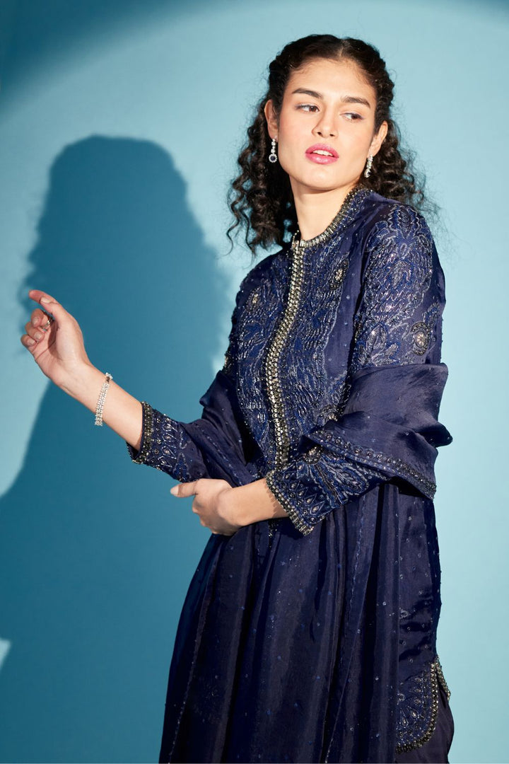 Midnight Blue Embroidered Suit