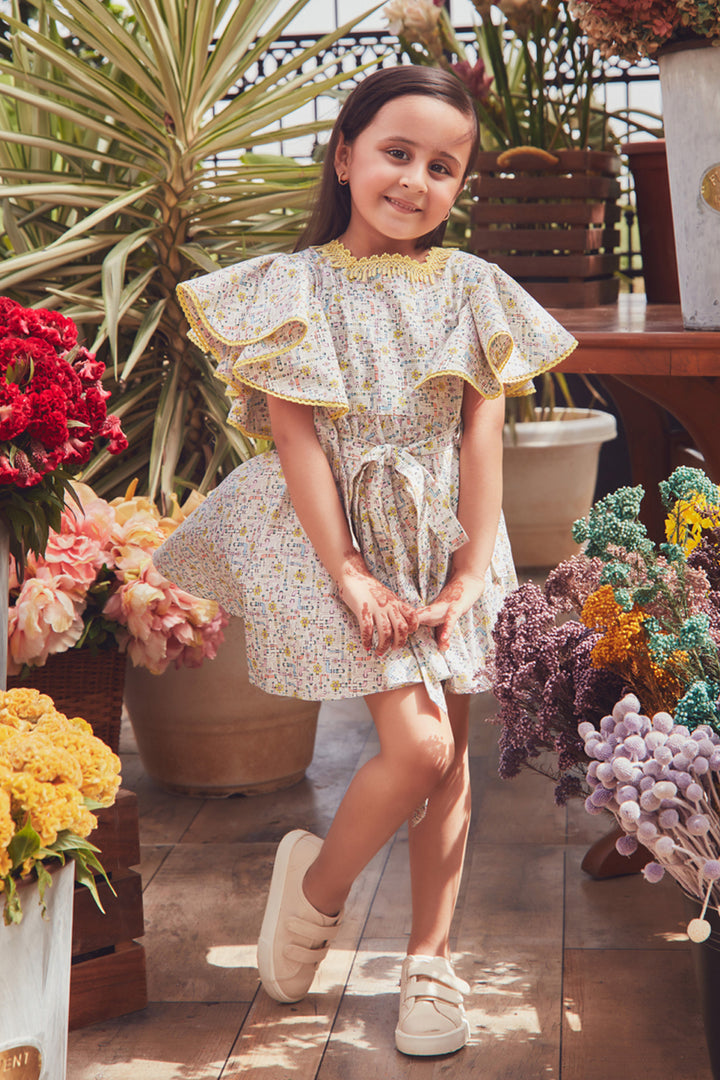 Iris Frill Sleeve Kids Dress